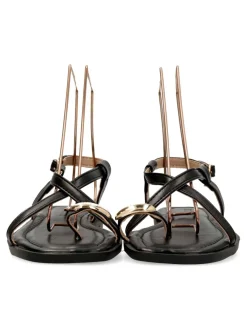 Fashion BUONAROTTI Sandalia plana de tiras mujer