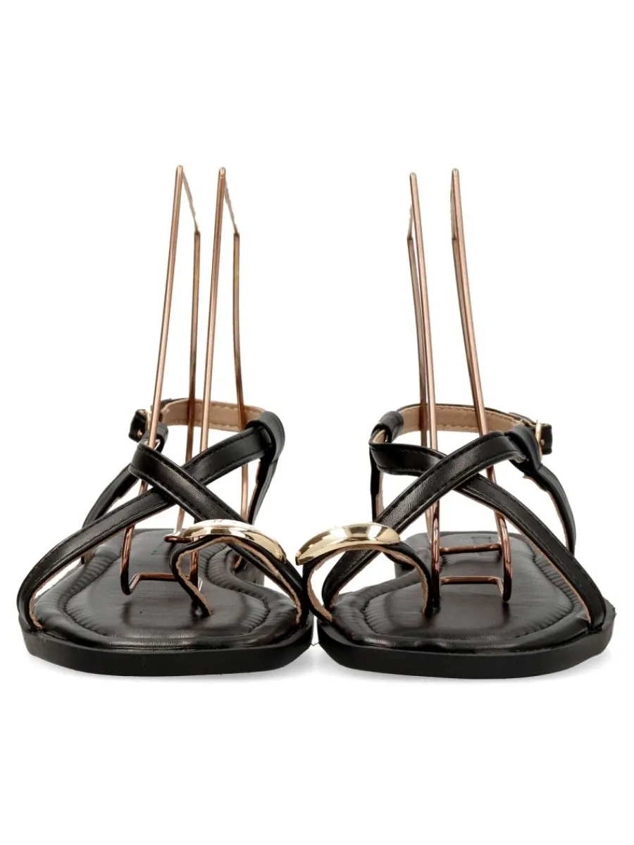 Fashion BUONAROTTI Sandalia plana de tiras mujer