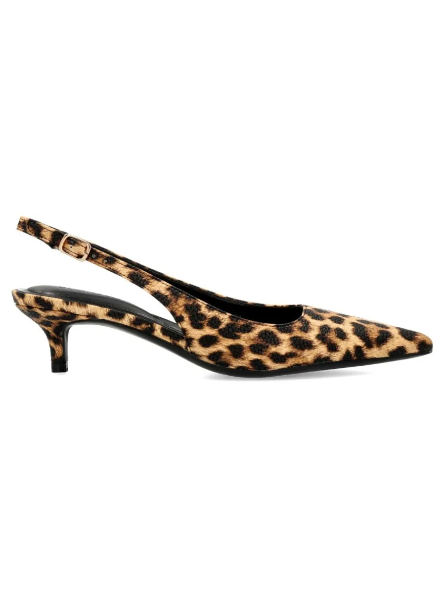 Clearance BUONAROTTI Zapato salón tacón bajo print leopardo