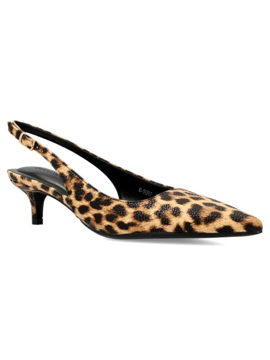 Clearance BUONAROTTI Zapato salón tacón bajo print leopardo
