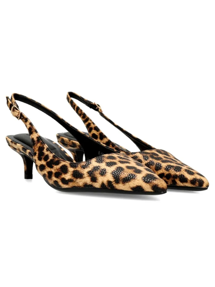 Clearance BUONAROTTI Zapato salón tacón bajo print leopardo