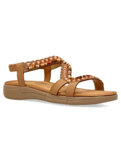 Fashion CALZAPIES Sandalia confort tiras pedrería