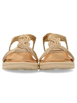 Fashion CALZAPIES Sandalia plana confort metalizada