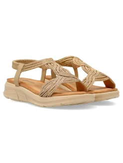 Fashion CALZAPIES Sandalia plana confort metalizada