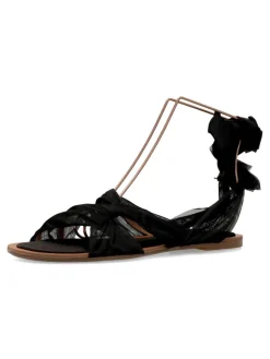 Outlet CORINA Sandalia plana negra tiras mujer
