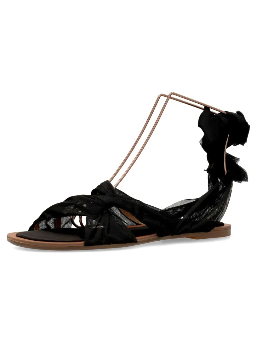 Outlet CORINA Sandalia plana negra tiras mujer