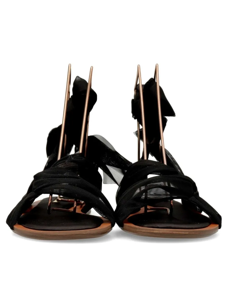 Outlet CORINA Sandalia plana negra tiras mujer