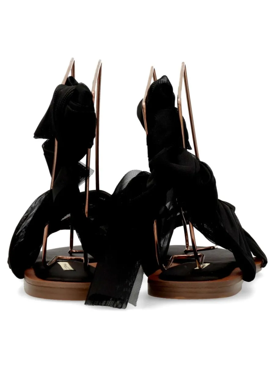 Outlet CORINA Sandalia plana negra tiras mujer