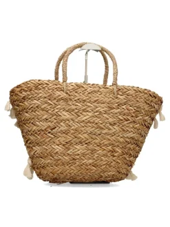New DONNA ALESSIA Bolso capazo rafia flor