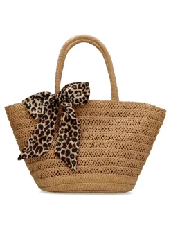 Discount DONNA ALESSIA Bolso de mano rafia kaki pañuelo