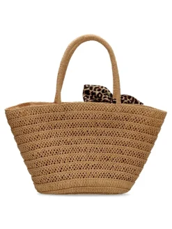 Discount DONNA ALESSIA Bolso de mano rafia kaki pañuelo