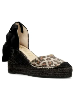 Outlet FABIOLAS Valenciana cuña alta cintas print leopardo