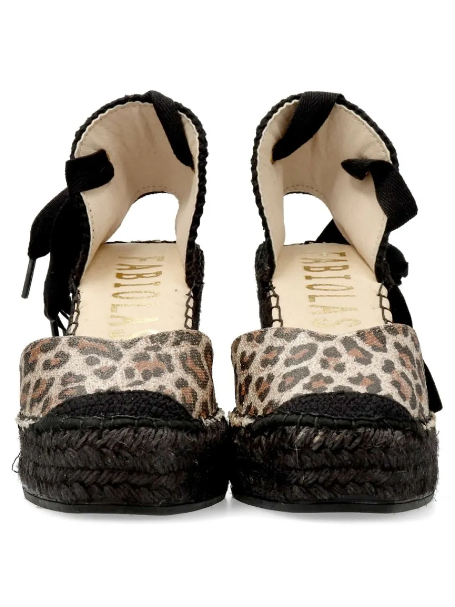 Outlet FABIOLAS Valenciana cuña alta cintas print leopardo