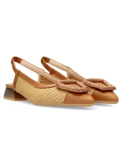 New HISPANITAS Zapato salón rafia y piel confort Dali