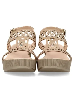 Clearance 24 HRS Sandalia confort piel troquelada