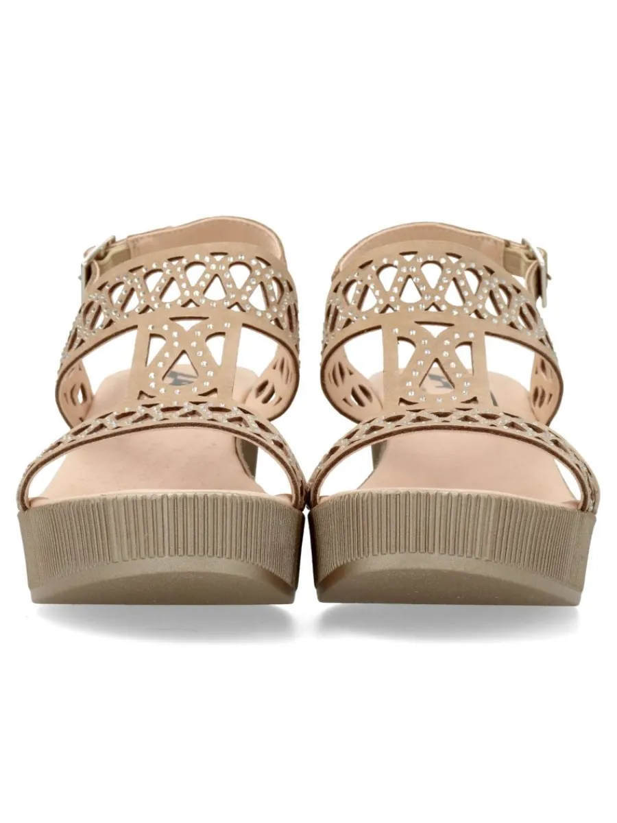 Clearance 24 HRS Sandalia confort piel troquelada