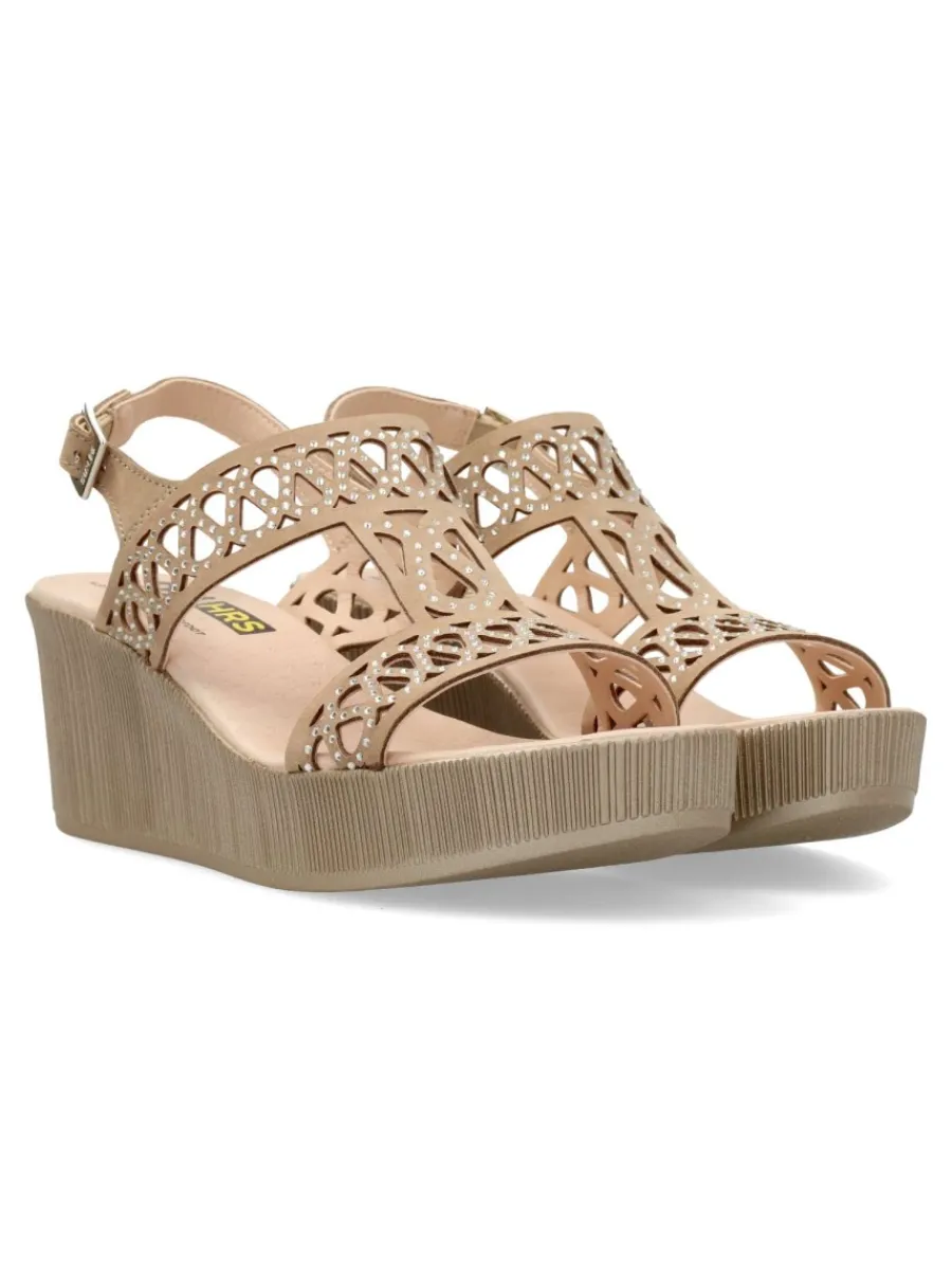 Clearance 24 HRS Sandalia confort piel troquelada