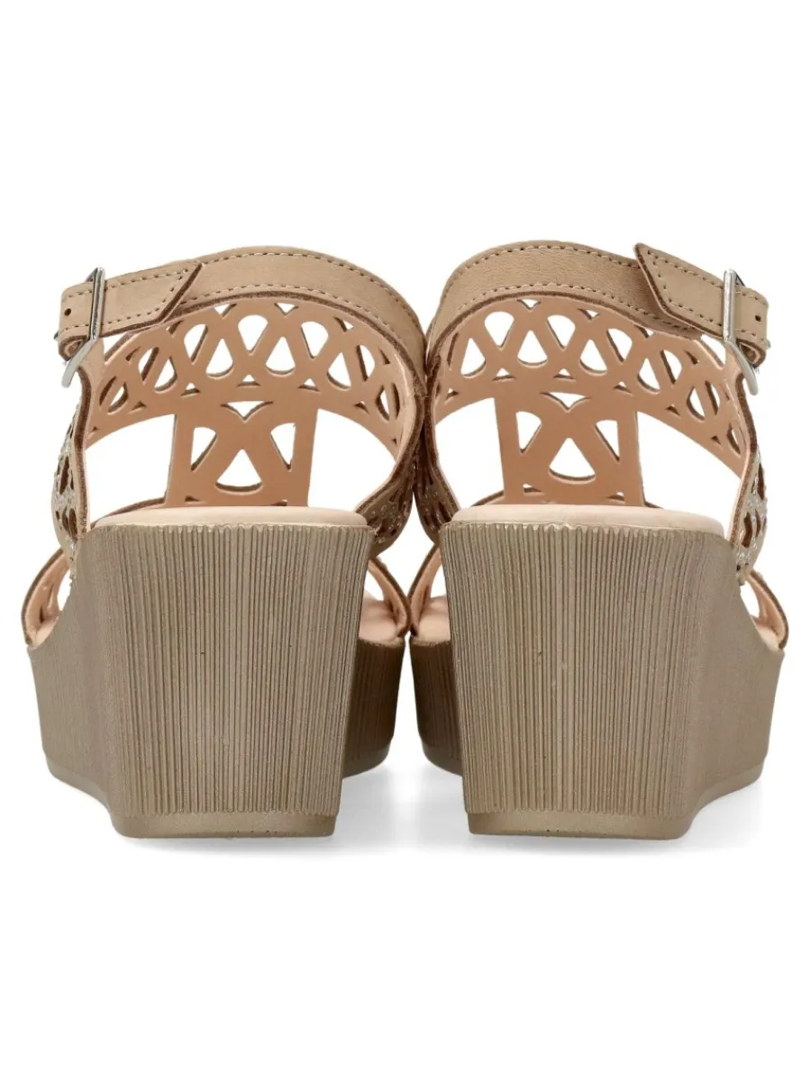 Clearance 24 HRS Sandalia confort piel troquelada