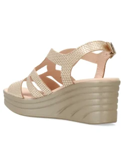 New 24 HRS Sandalia piel metalizada confort mujer