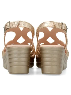 New 24 HRS Sandalia piel metalizada confort mujer