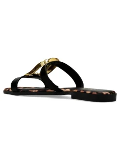 Outlet ISTERIA Sandalia plana vegana negra mujer