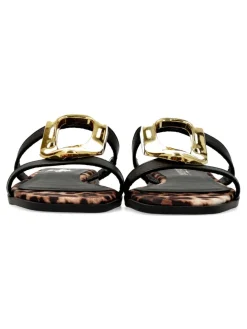 Outlet ISTERIA Sandalia plana vegana negra mujer
