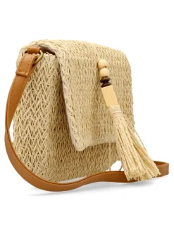 Outlet MAC & NOA Bolso bandolera rafia beige mujer