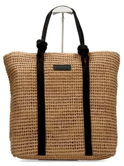 Fashion MAC & NOA Bolso de hombro rafia cuerda negra