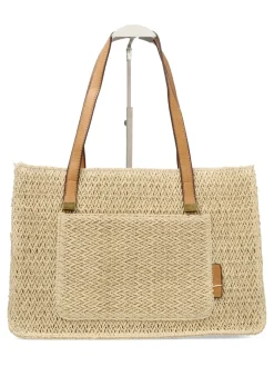 New MAC & NOA Bolso de hombro rafia beige