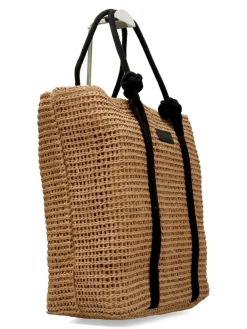 Fashion MAC & NOA Bolso de hombro rafia cuerda negra