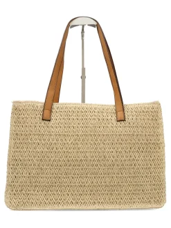 New MAC & NOA Bolso de hombro rafia beige
