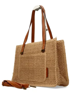 Fashion MAC & NOA Bolso de hombro rafia tostado