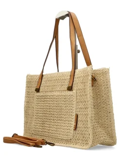 New MAC & NOA Bolso de hombro rafia beige