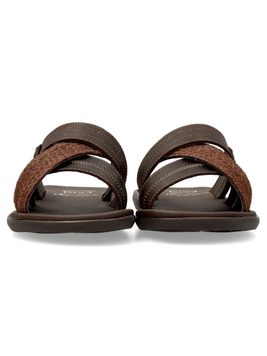 Clearance MAC Sandalia de pala hombre tiras piel marrón