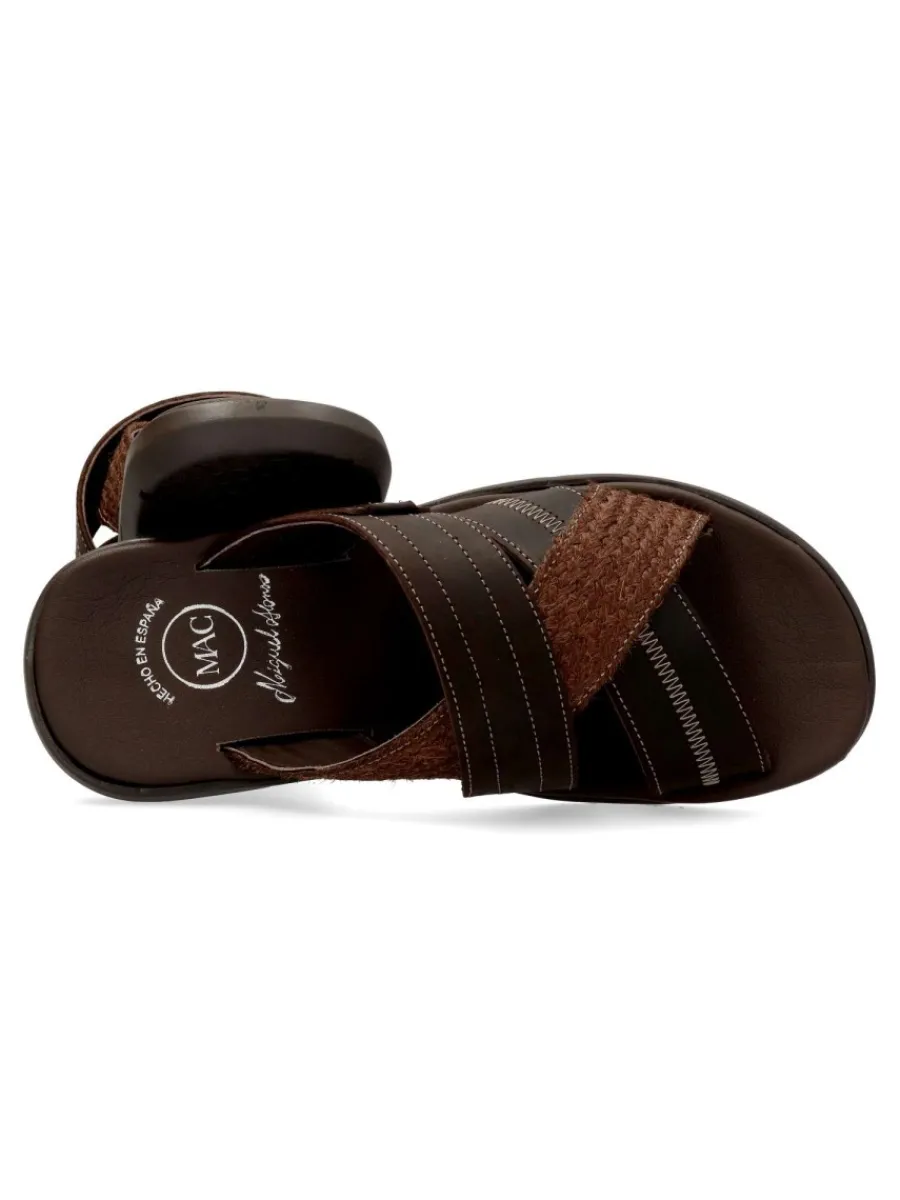 Clearance MAC Sandalia de pala hombre tiras piel marrón