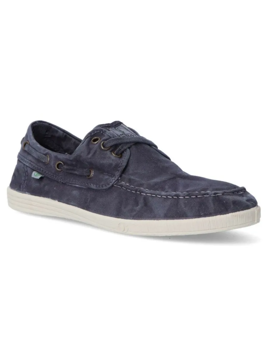 Best NATURAL WORLD Zapato náutico lona hombre WOR 303E MARINO
