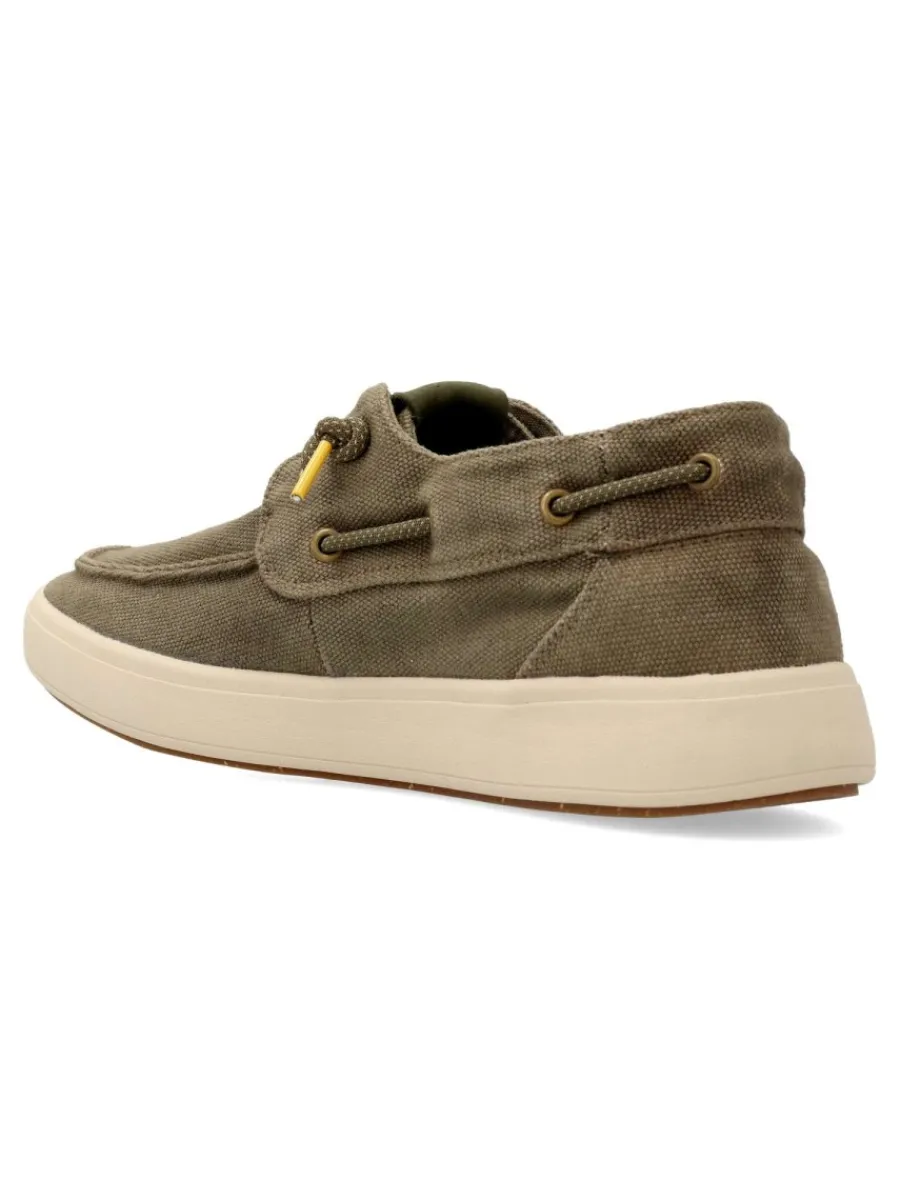 Outlet NATURAL WORLD Zapato náutico casual lona kaki confort