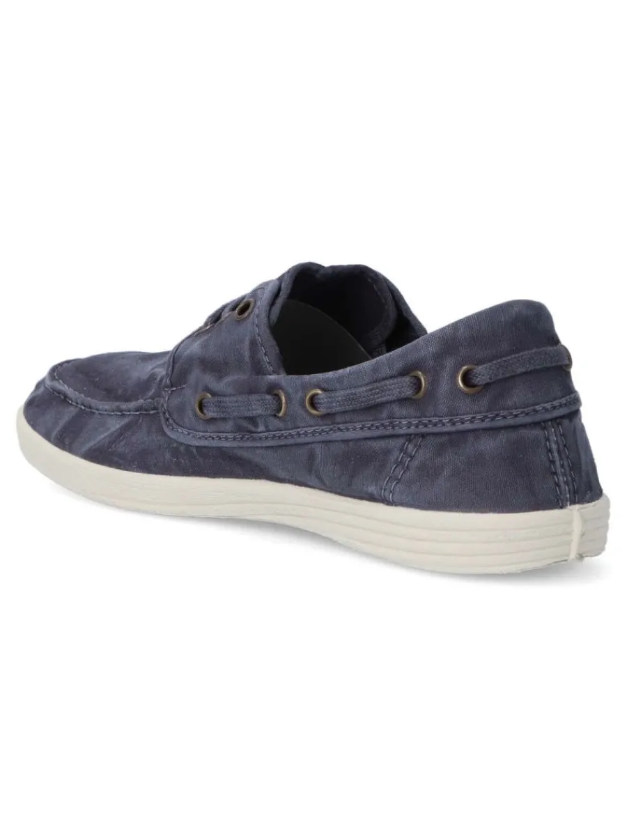 Best NATURAL WORLD Zapato náutico lona hombre WOR 303E MARINO