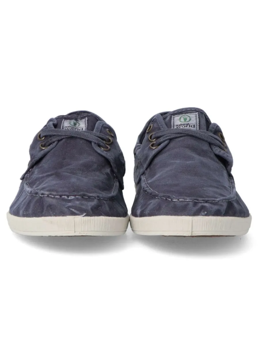 Best NATURAL WORLD Zapato náutico lona hombre WOR 303E MARINO