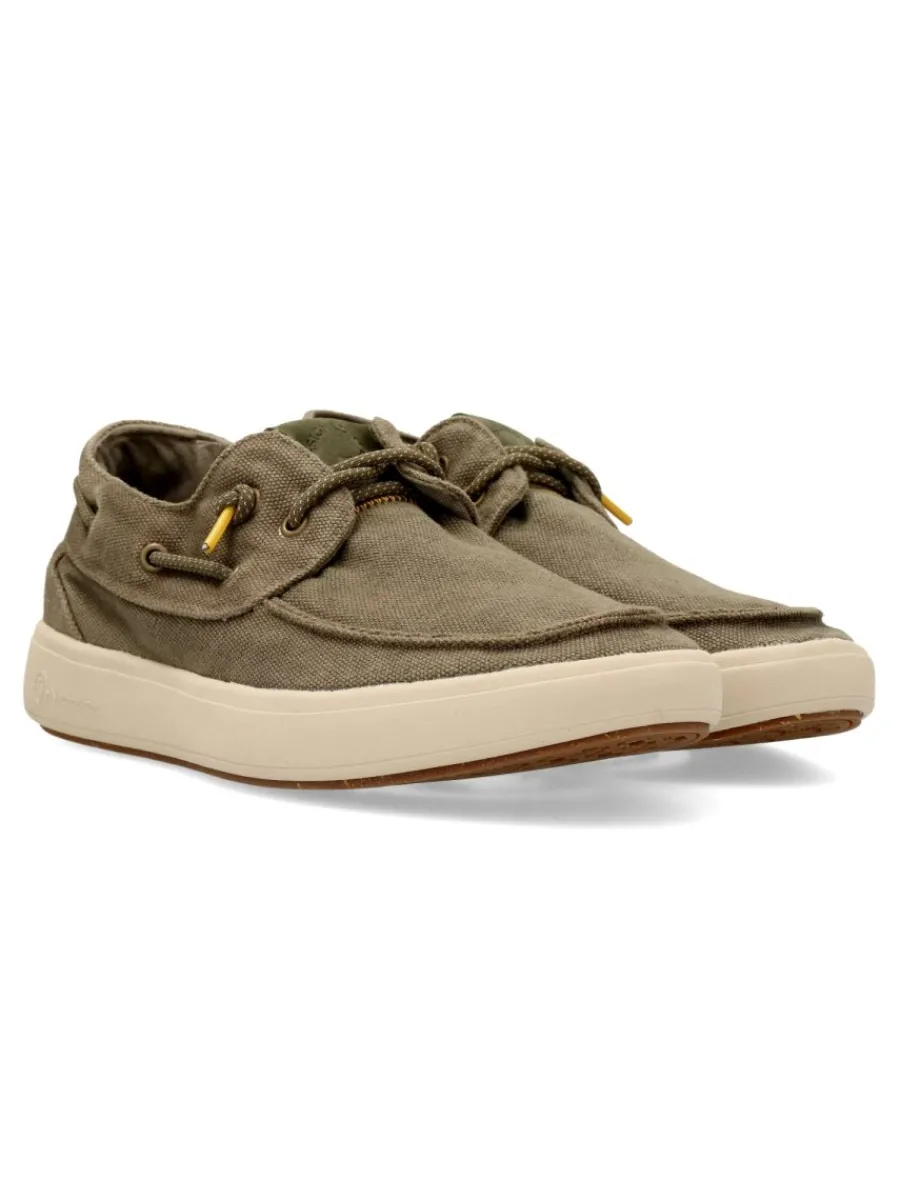 Outlet NATURAL WORLD Zapato náutico casual lona kaki confort