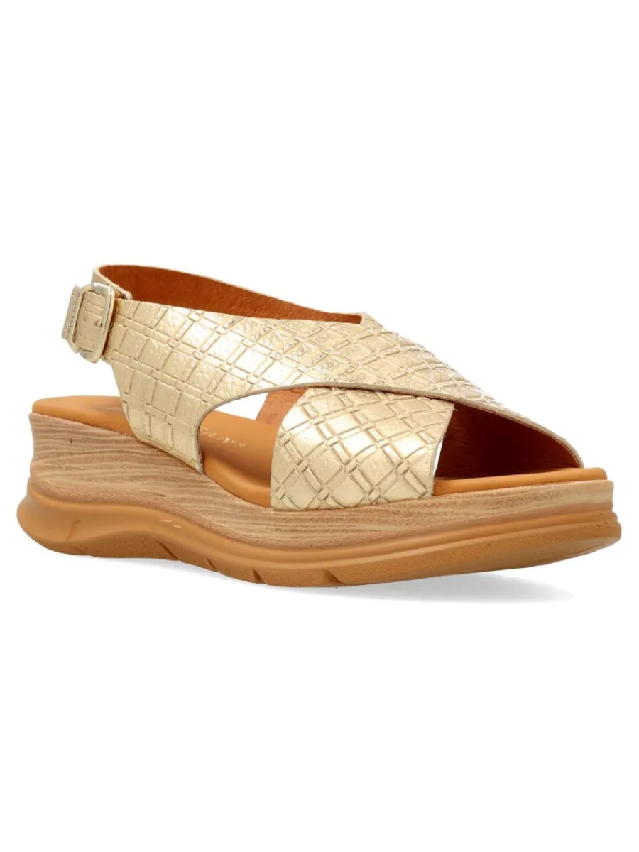 New PAULA URBAN Sandalia piel confort metalizada