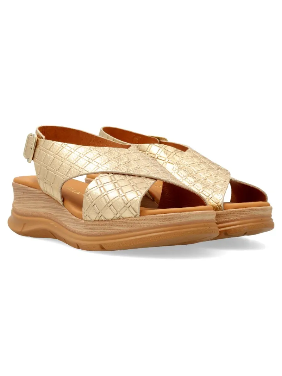 New PAULA URBAN Sandalia piel confort metalizada