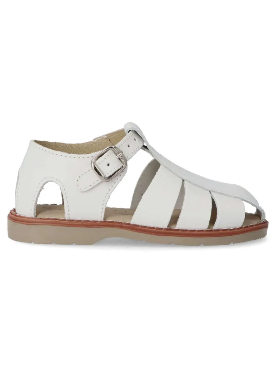 Clearance PEKE'S by Vanessa PEKES Sandalia de piel cómoda niño PET 3129C BLANCO