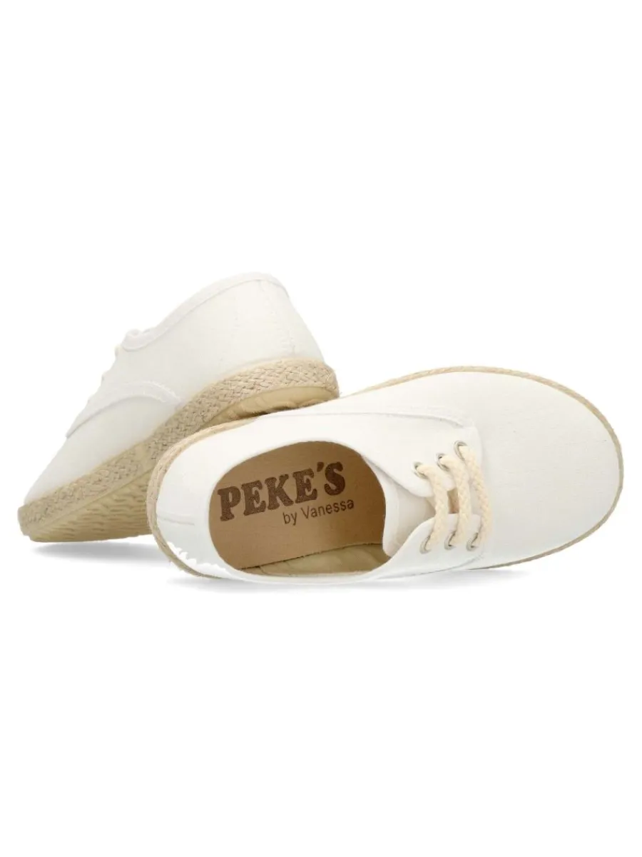 Discount PEKE'S by Vanessa PEKES Zapatilla blucher yute lino blanco