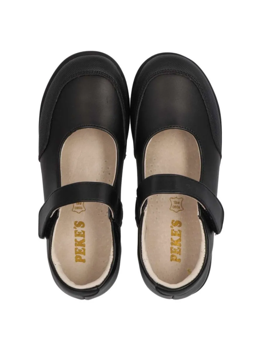 Online PEKE'S by Vanessa PEKES Zapato colegial velcro de niña PEK P005 NEGRO