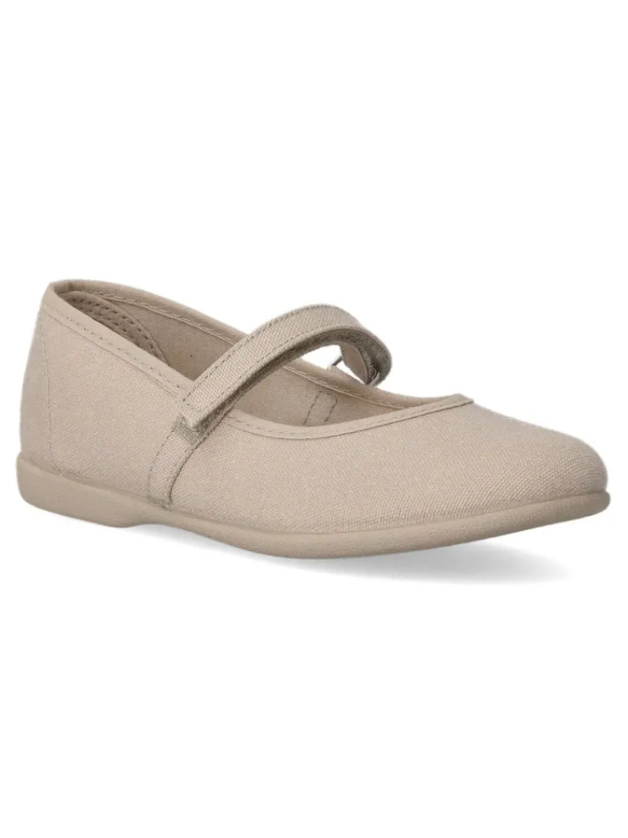 Fashion PEKE'S by Vanessa PEKES Zapato mercedita velcro lona BAT 11301 TAUPE