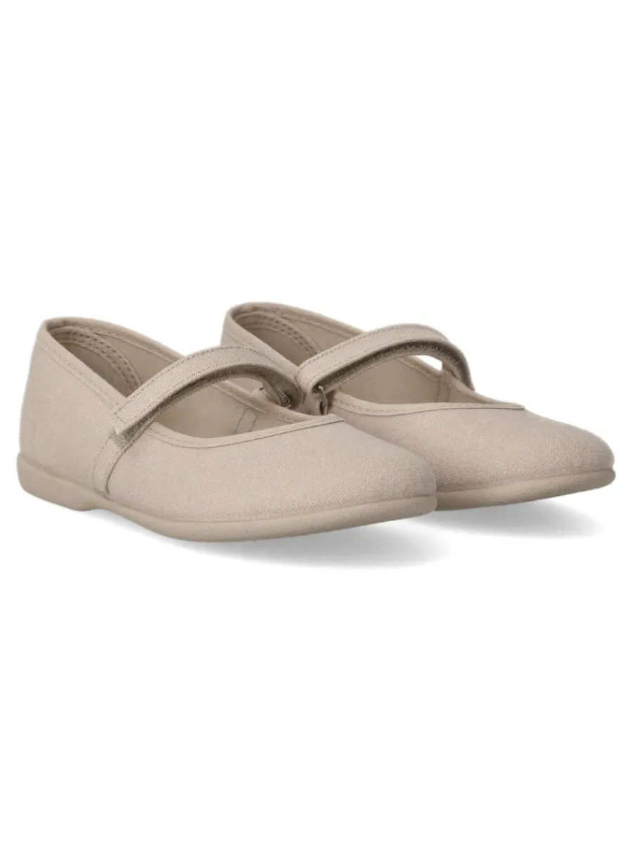 Fashion PEKE'S by Vanessa PEKES Zapato mercedita velcro lona BAT 11301 TAUPE