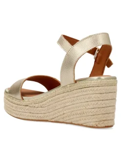 Outlet POPA Sandalia alpargata piel metalizada cuña