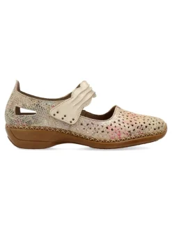 Fashion RIEKER Mary Jane piel confort brillo troquelada