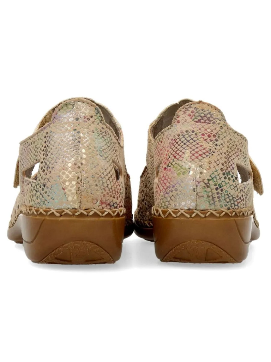 Fashion RIEKER Mary Jane piel confort brillo troquelada